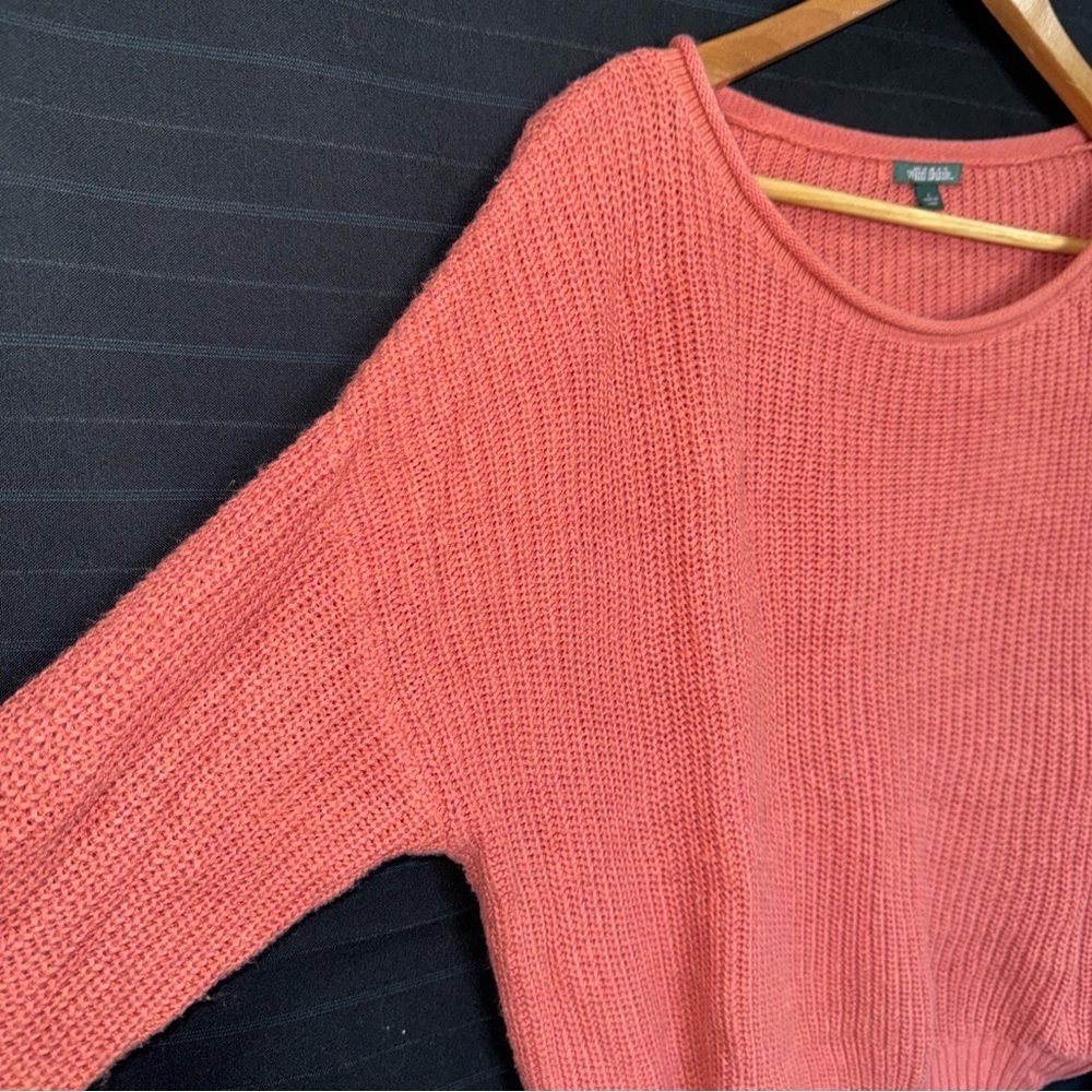 Wild Fable Coral Knit Sweater Womens L Cropped Oversize Cozy Coral Pink - Picture 4 of 11